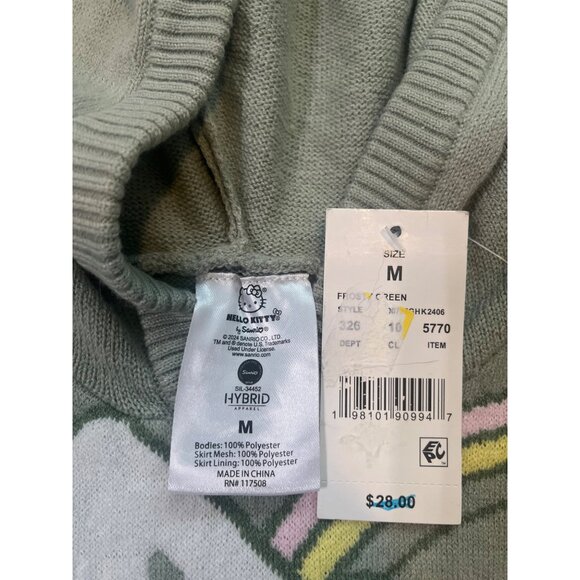 Hello Kitty Girls Hoodie Sweater Dress Tulle Sz M Green Pink Polka Dots Glitter - Picture 6 of 7